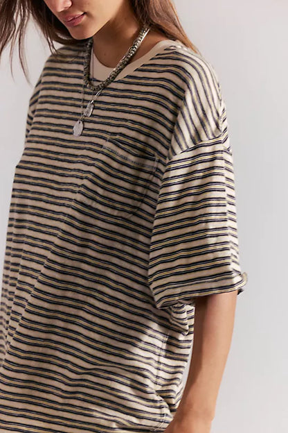 All Love Stripe Pocket Tee - Tea Combo