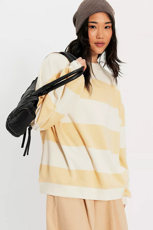 Classic Stripe Crew - Apricot Combo