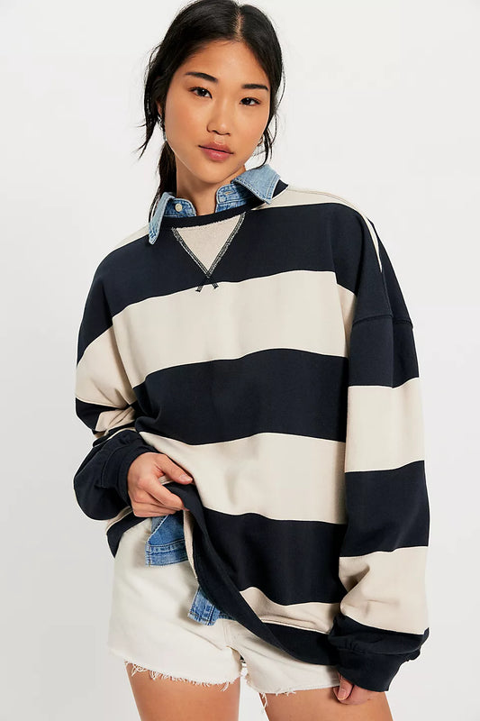 Classic Stripe Crew Sweatshirt - Black Combo