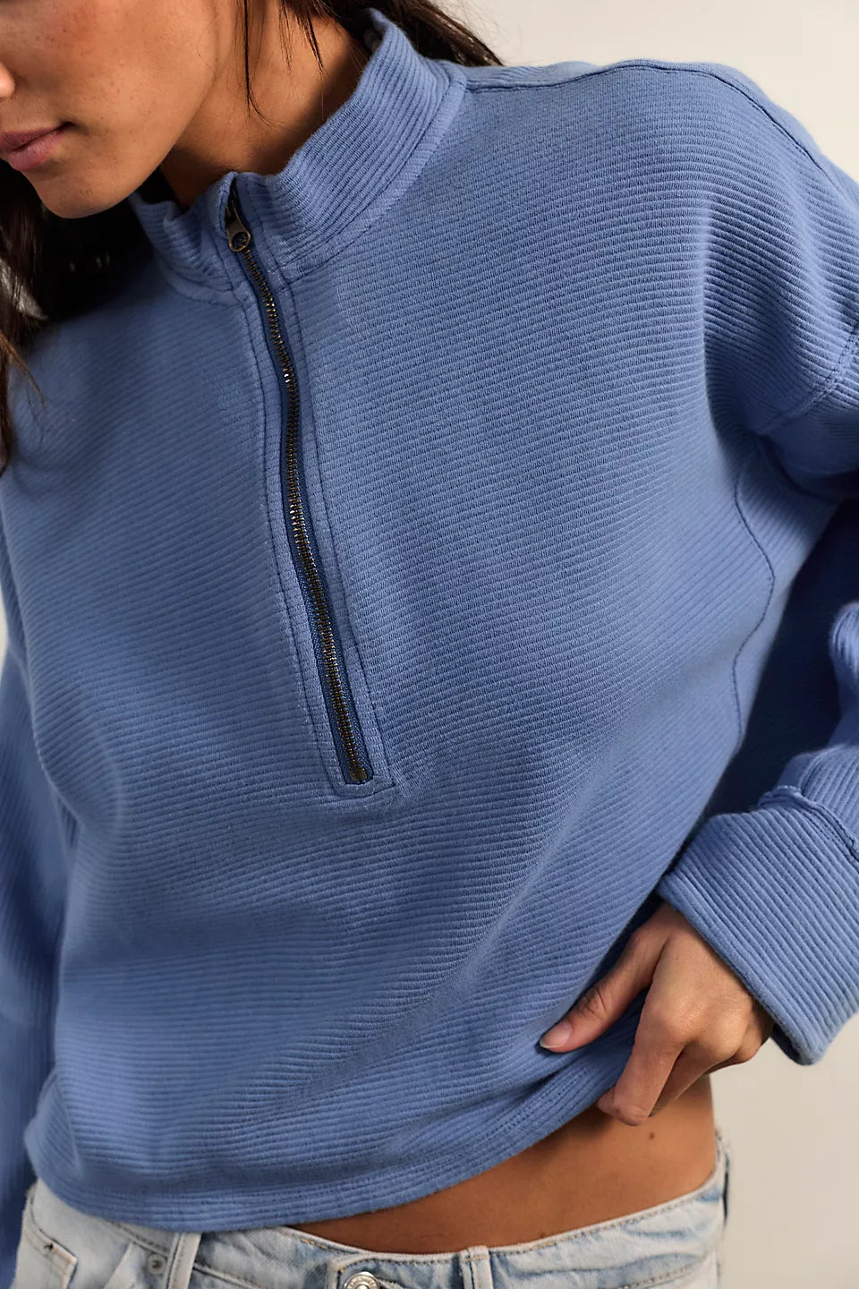 Celeste Quarter Zip Pullover - Blue Riviera