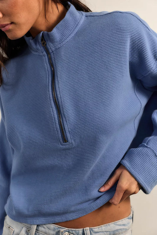 Celeste Quarter Zip Pullover - Blue Riviera