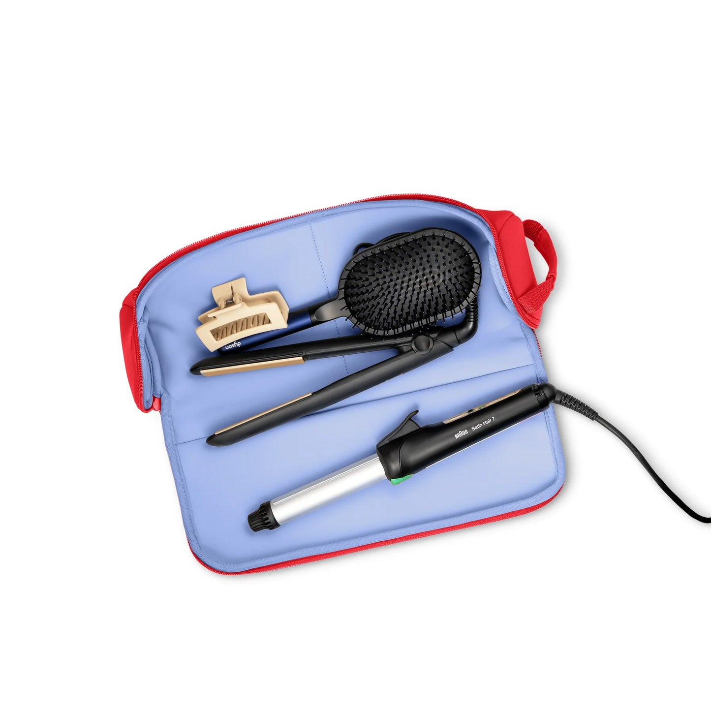The Hair Tools Case - Coral Red/Periwinkle