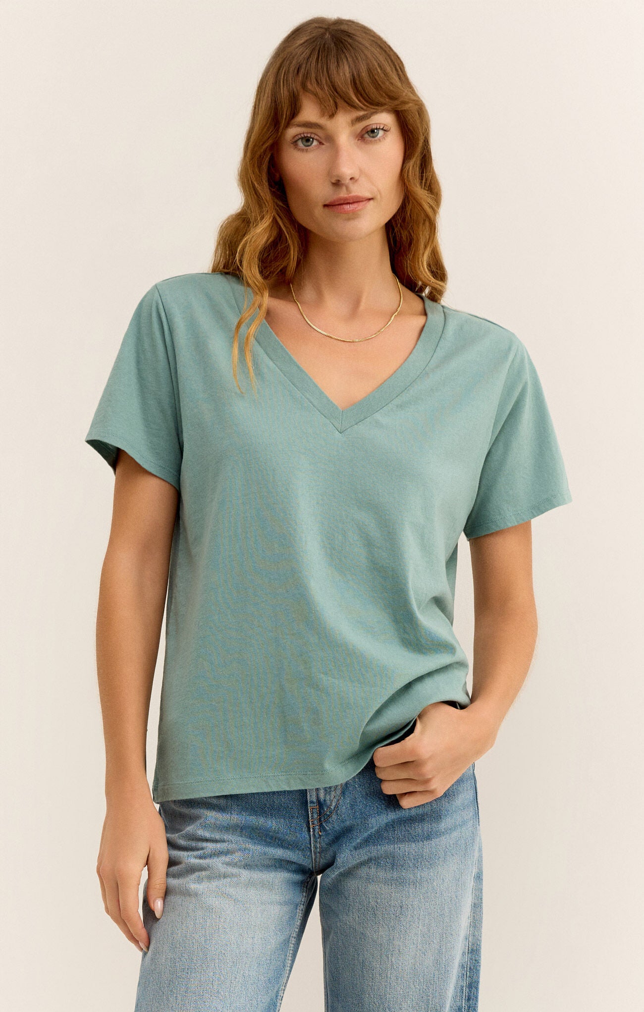 Girlfriend V-Neck Tee - Sea Pine