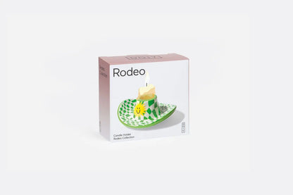 Candle Holder - Rodeo Cowboy Hat - Green