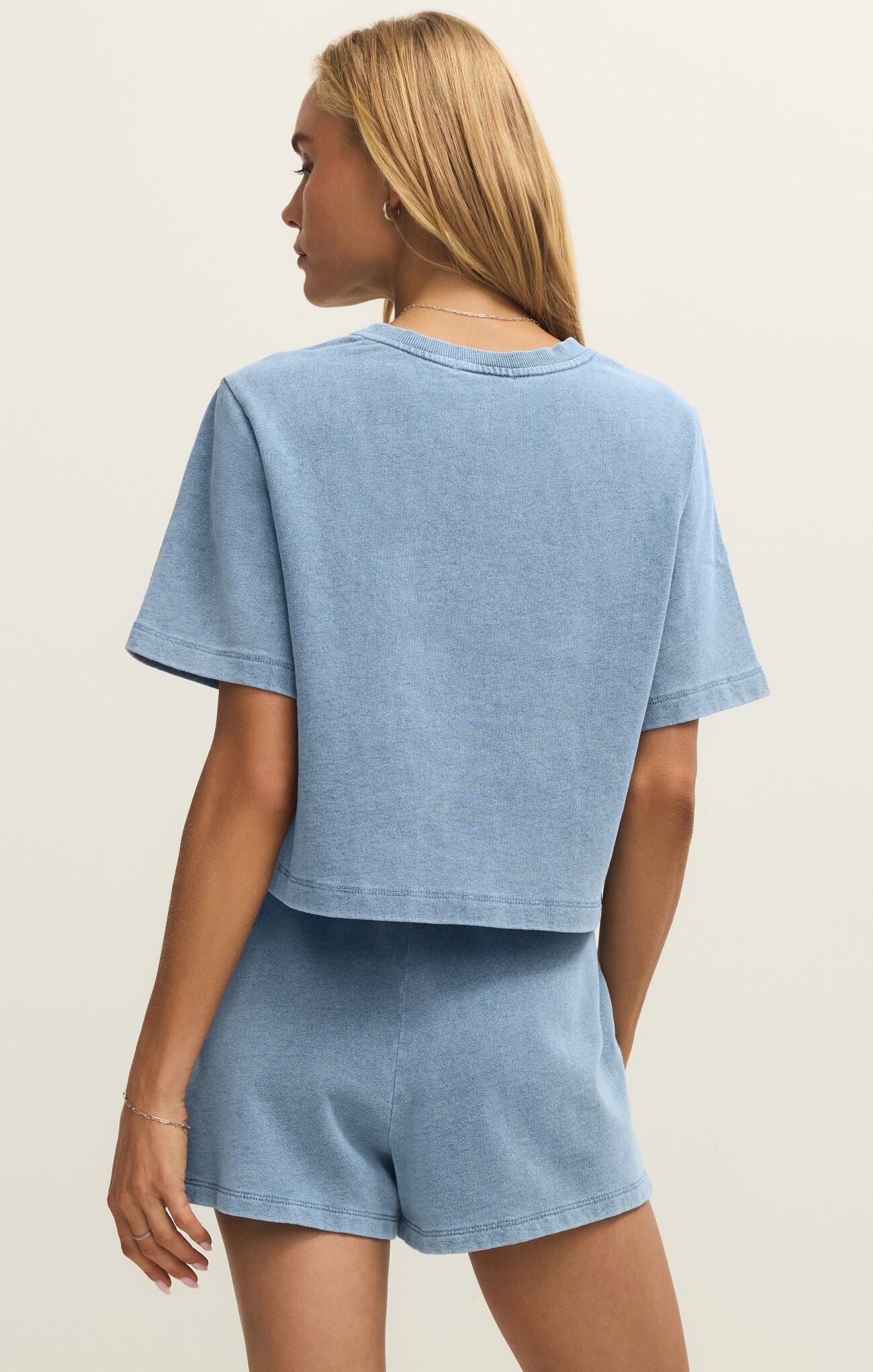 Curran Knit Denim S/S Sweatshirt - Ocean Air Indigo