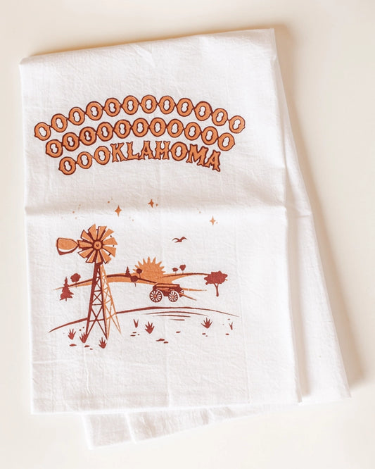 Sweepin' Down the Plains Western Tea Towel