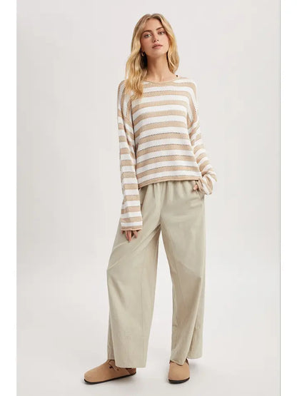 Wide Leg Pull-On Pant - Stone