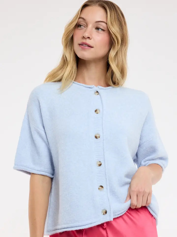 Button Up S/S Sweater Cardigan