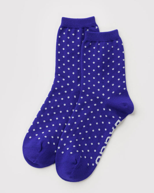 Crew Sock - Micro Blue & White Polka Dot