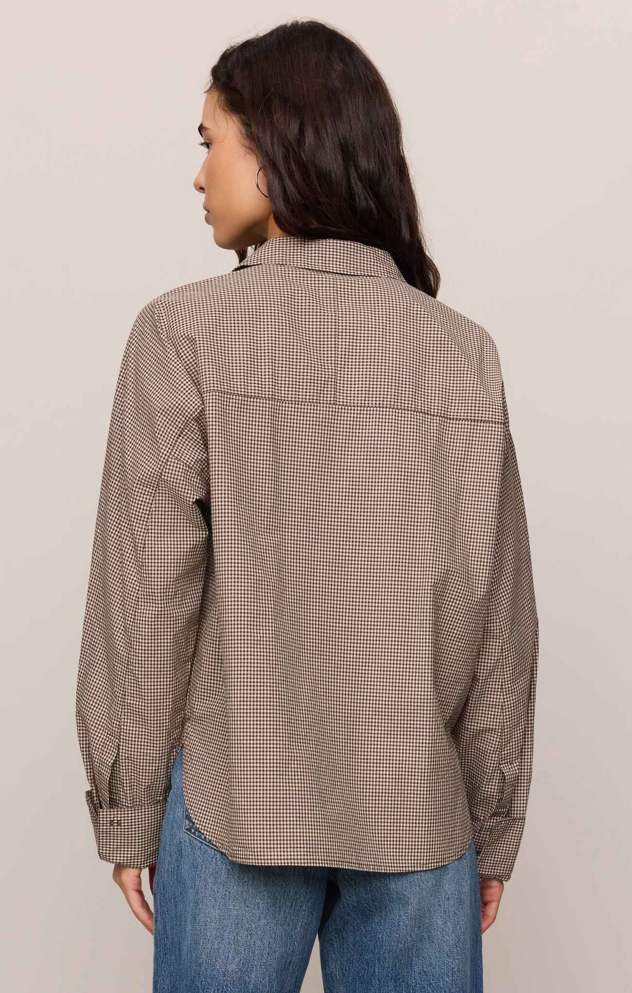 On Duty Gingham Button Up - Dark Chocolate