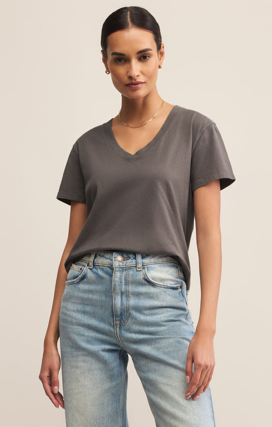 Weekdays V-Neck Tee - Washed Grey