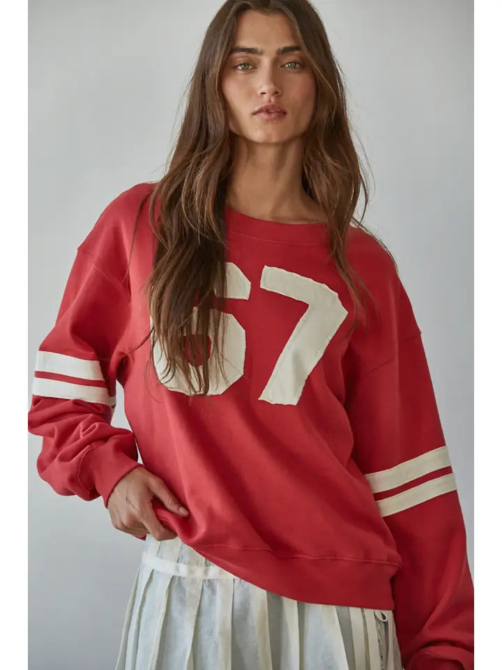 Cotton L/S Jersey Pullover - Dusty Red