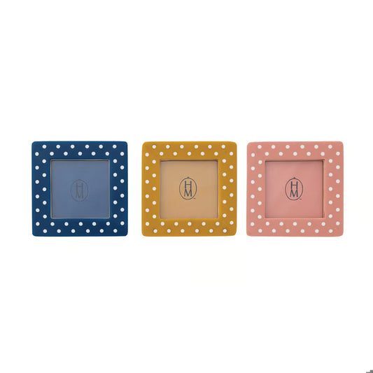 Resin Mini Photo Frame Magnet w Polka Dots Asstd.