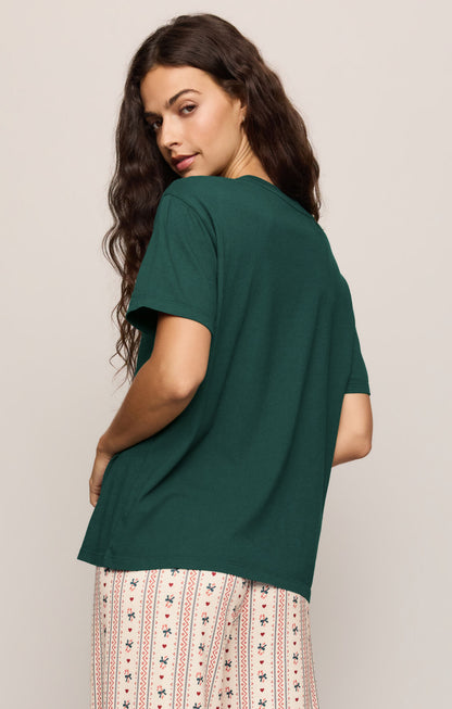 Merry & Bright Boyfriend Tee - Velvet Green