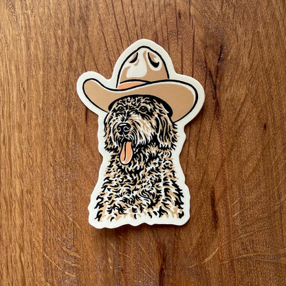 Goldendoodle Cowdog - Vinyl Cowboy Dog Sticker 3"