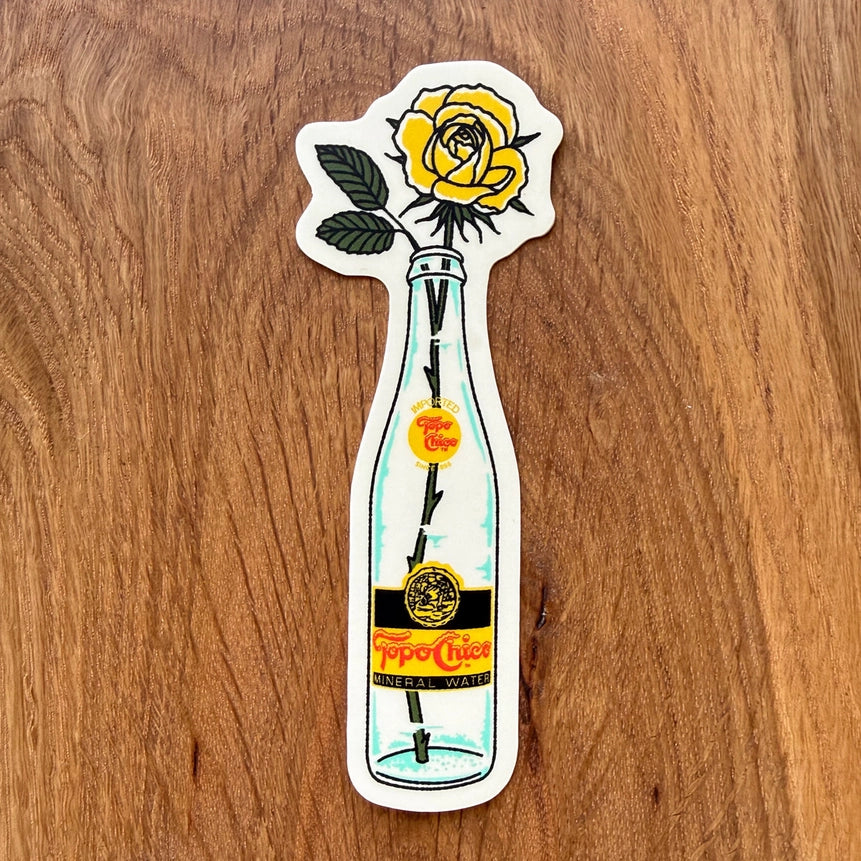Yellow Rose Bottle Vinyl Sticker 4"