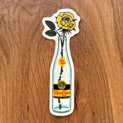 Yellow Rose Bottle Vinyl Sticker 4"