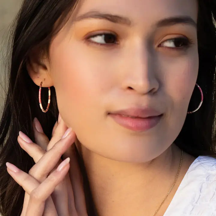 Chromacolor Miyuki Small Hoops - Dark Multi/Silver