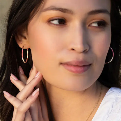 Chromacolor Miyuki Small Hoops - Dark Multi/Silver