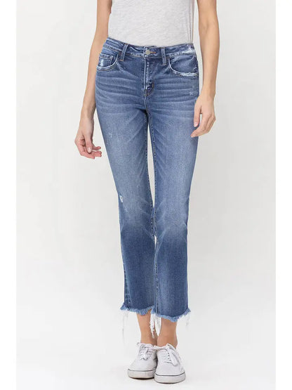 Mid Rise Crop Slim Straight Jeans - Congenial