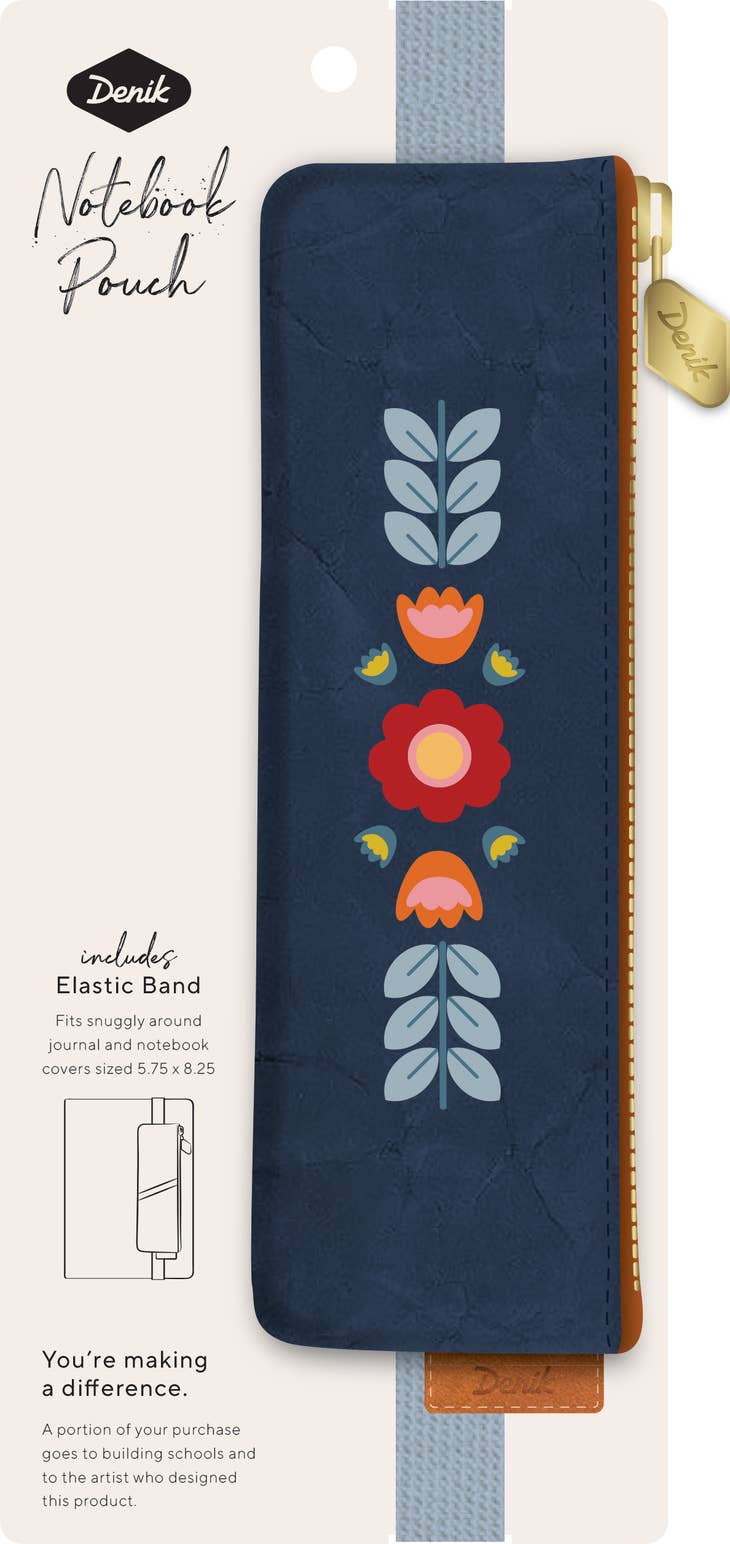 Evelyn Blue Embroidered Notebook Pouch