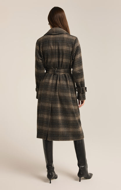 Jackie Plaid Trench - Latte