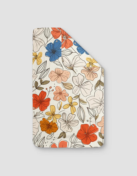 Floral Coloring Book Tea Towel