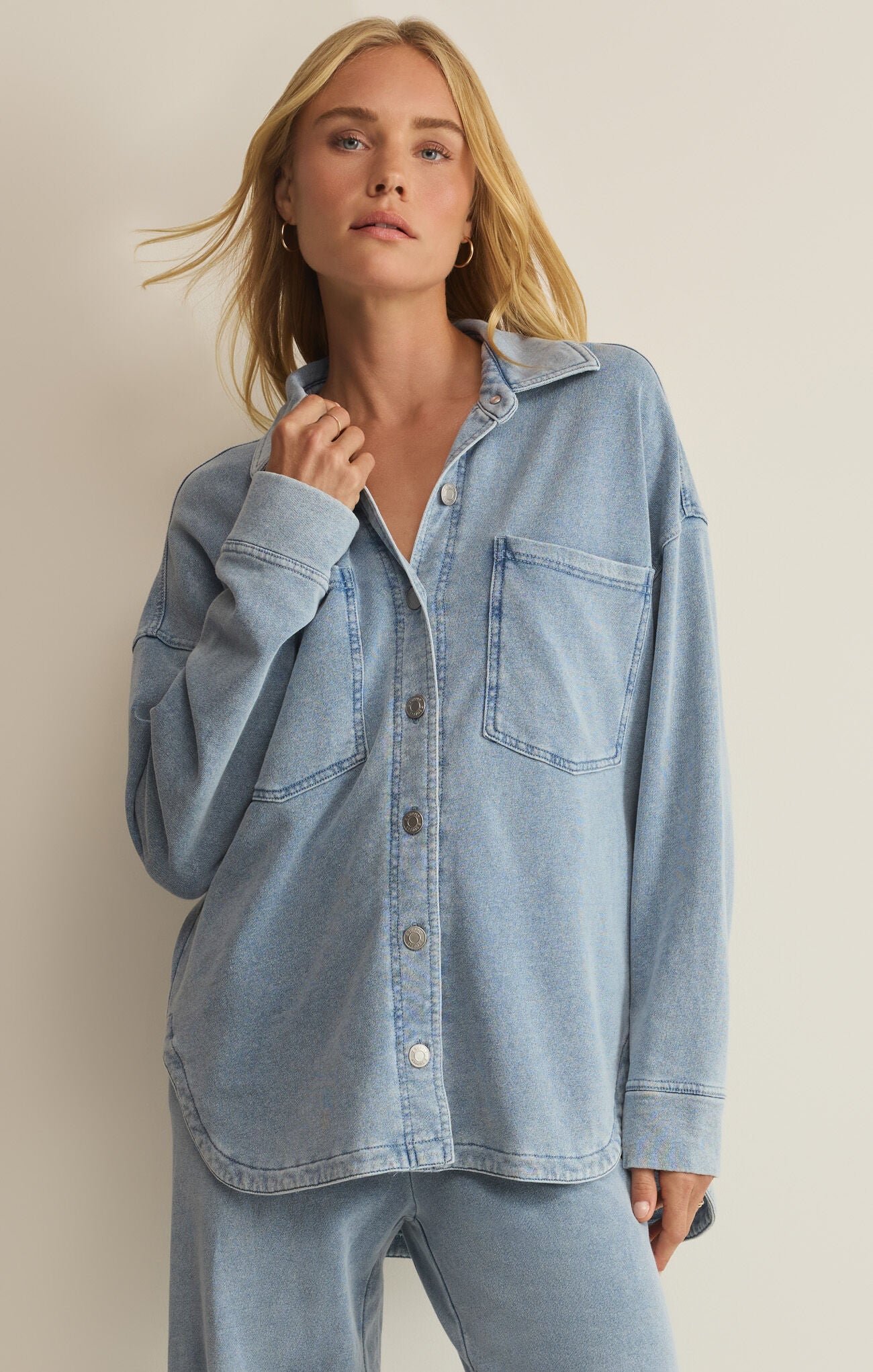 All Day Knit Denim Jacket - Ocean Air Indigo