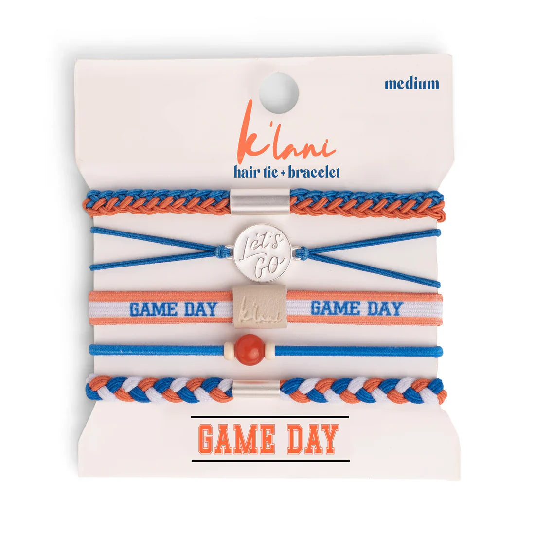 Game Day Blue / Orange Hair Tie Bracelet