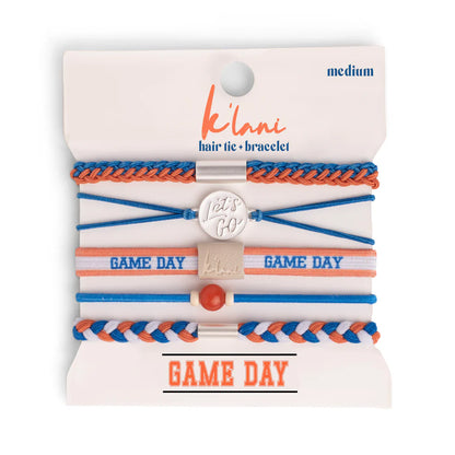 Game Day Blue / Orange Hair Tie Bracelet