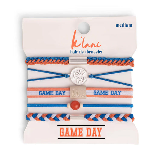 Game Day Blue / Orange Hair Tie Bracelet