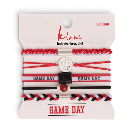 Game Day Red White Black- Hair Tie Bracelet