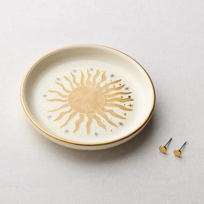 Jewelry Dish & Stud Earring Set - Sun Rays/Cream