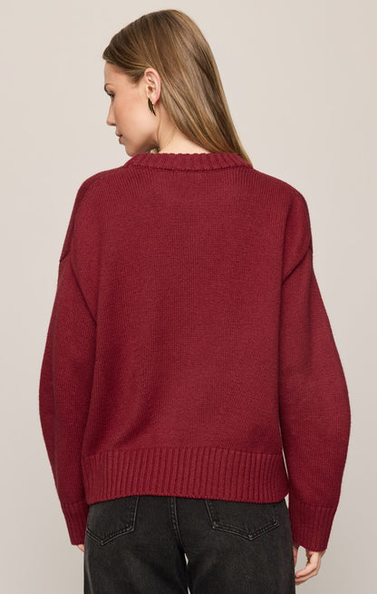 Cloud Spun Shaped Crew Sweater - Red Dahlia