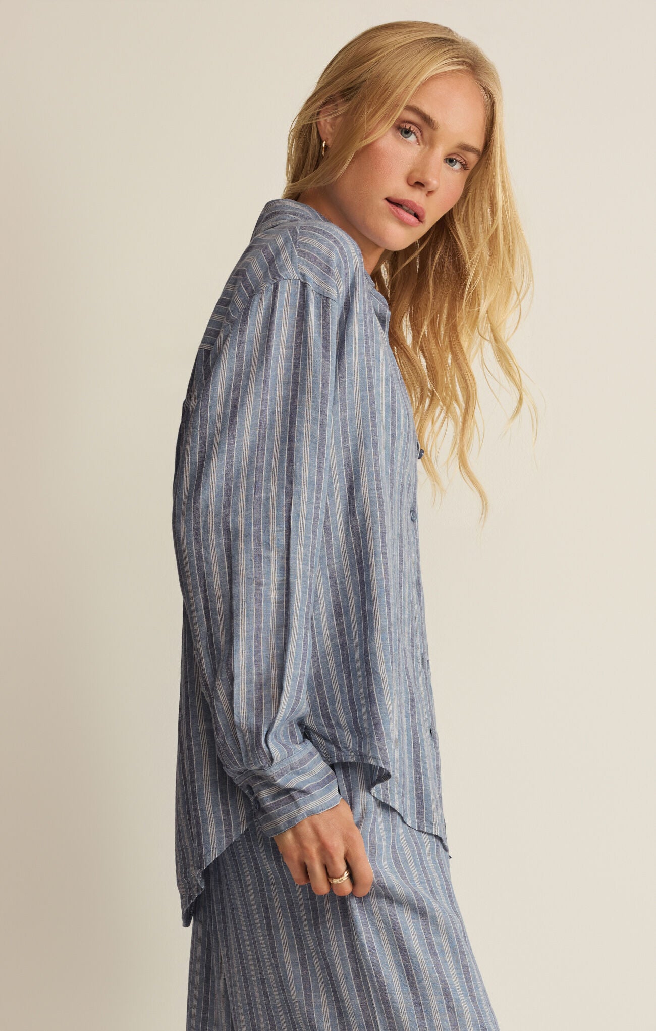 The Perfect Striped Button Up - Indigo