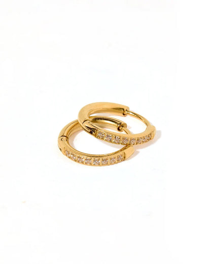 Huggie Earrings - Scarlett Hoop Gold 12mm CZ