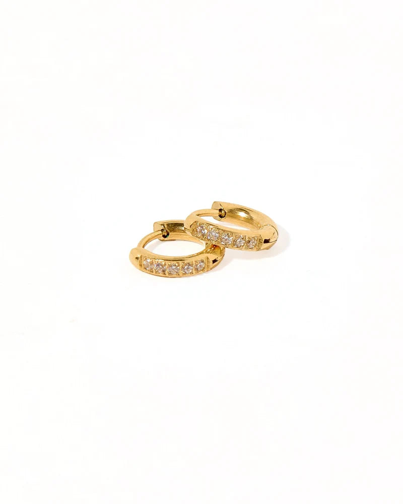 Huggie Earrings - Scarlett Hoop Gold 8mm CZ