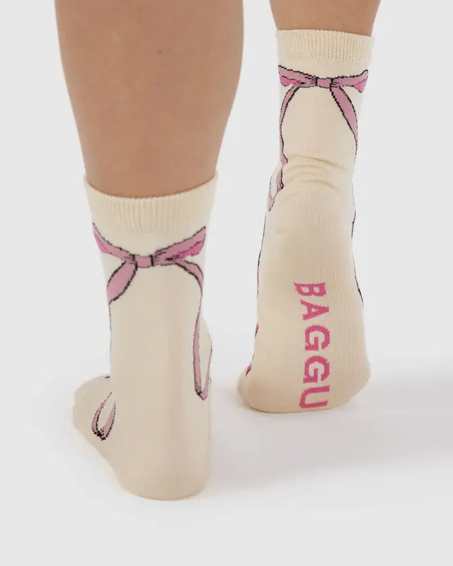 Crew Sock - Pink Bow