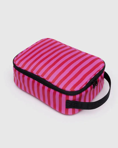Lunch Box - Pink & Red Painted Stripe