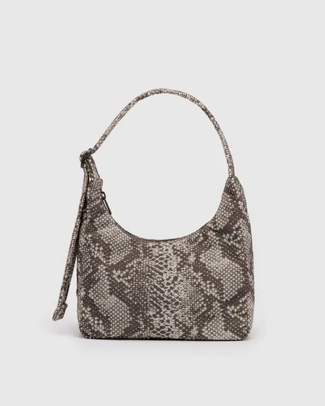 Mini Nylon Shoulder Bag - Snakeskin