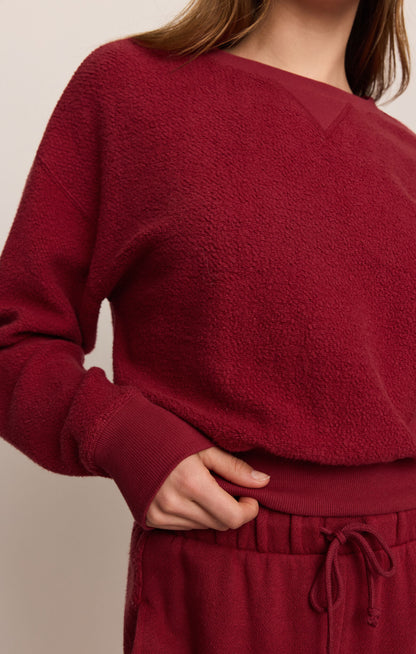 Clubhouse Textured Sweatshirt - Red Dahlia