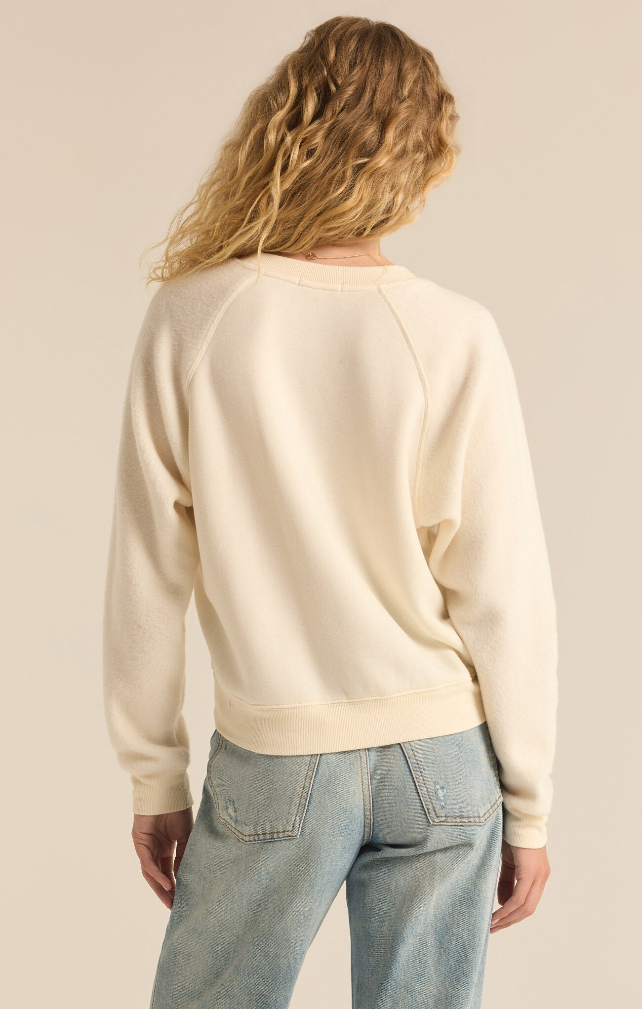 Saldana Reverse Fleece Top - Sea Salt