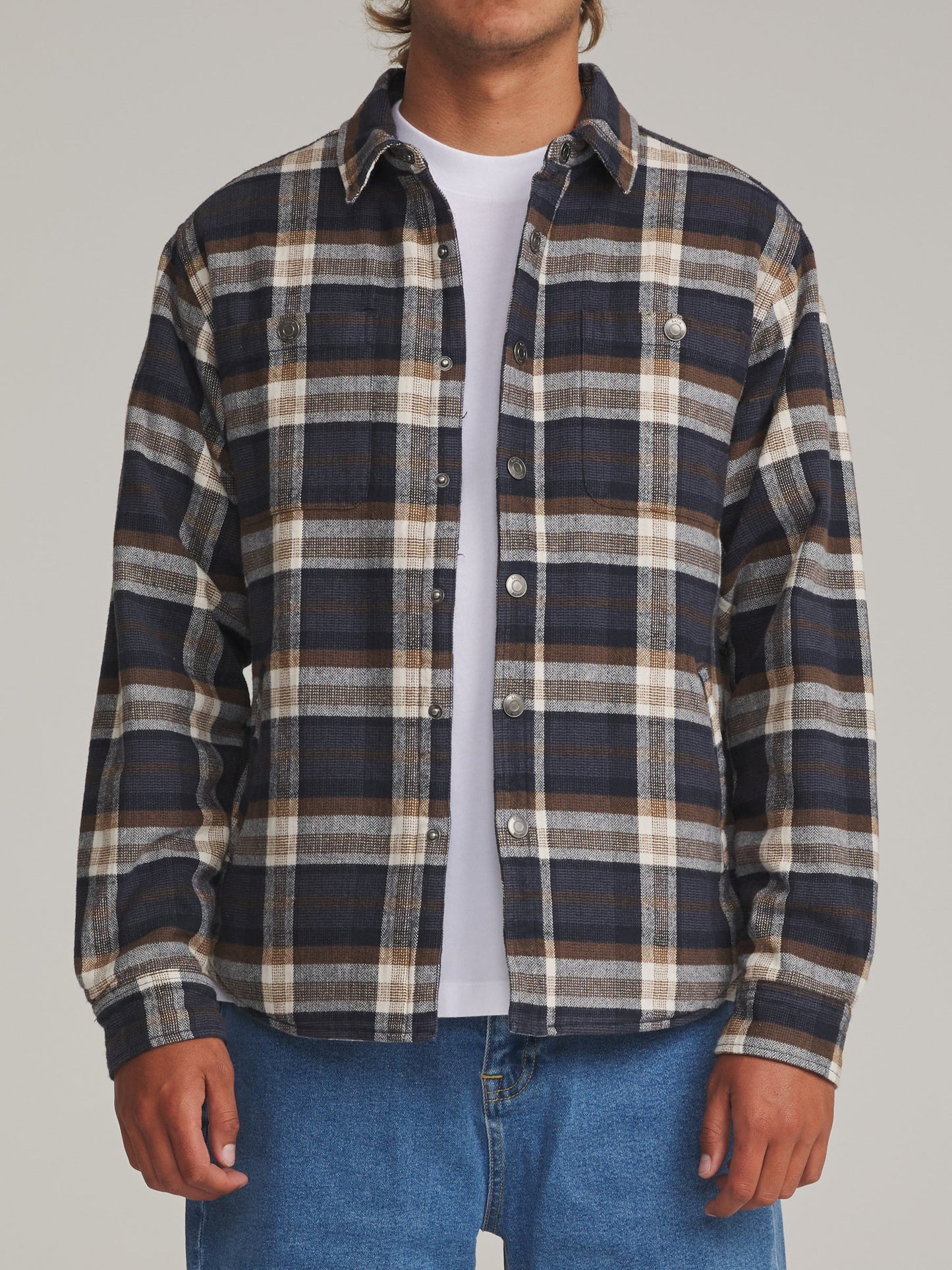 Harold Plaid Shirt Jacket - Navy