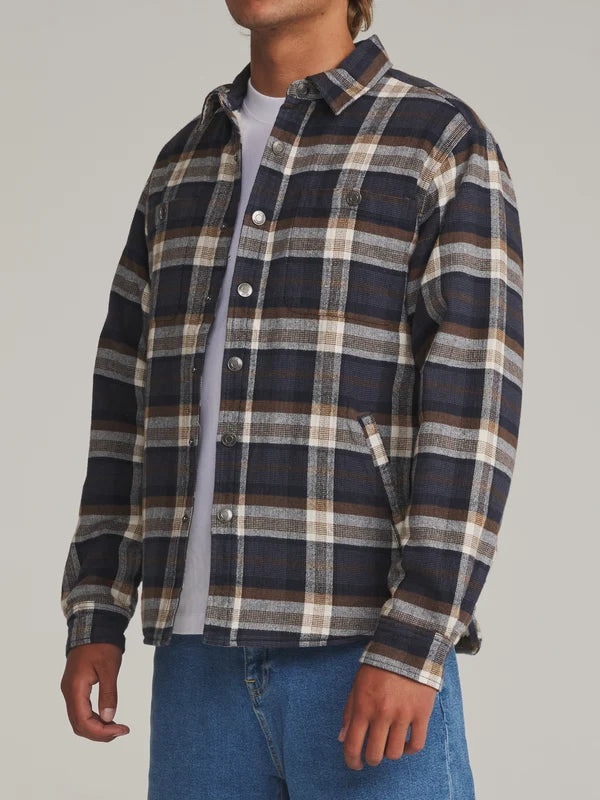 Harold Plaid Shirt Jacket - Navy