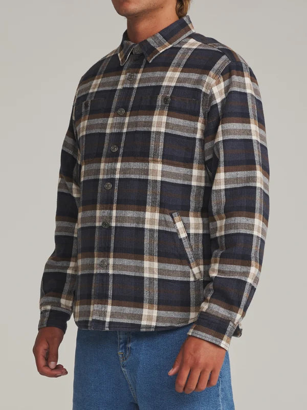 Harold Plaid Shirt Jacket - Navy