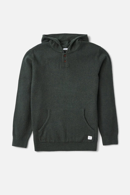 Hayes Hooded Henley Sweater - Heather Green
