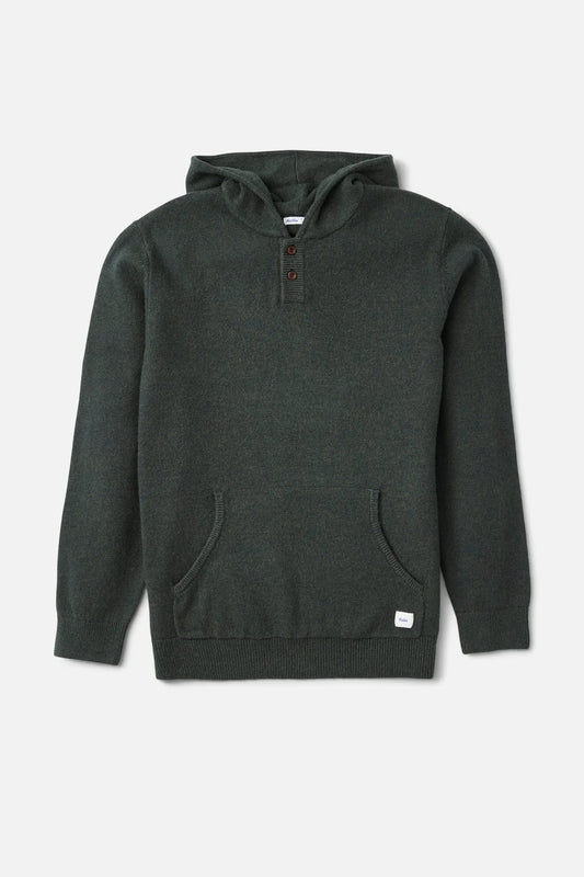 Hayes Hooded Henley Sweater - Heather Green