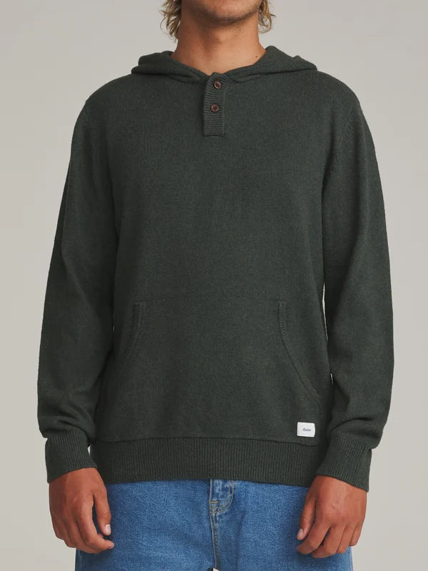 Hayes Hooded Henley Sweater - Heather Green