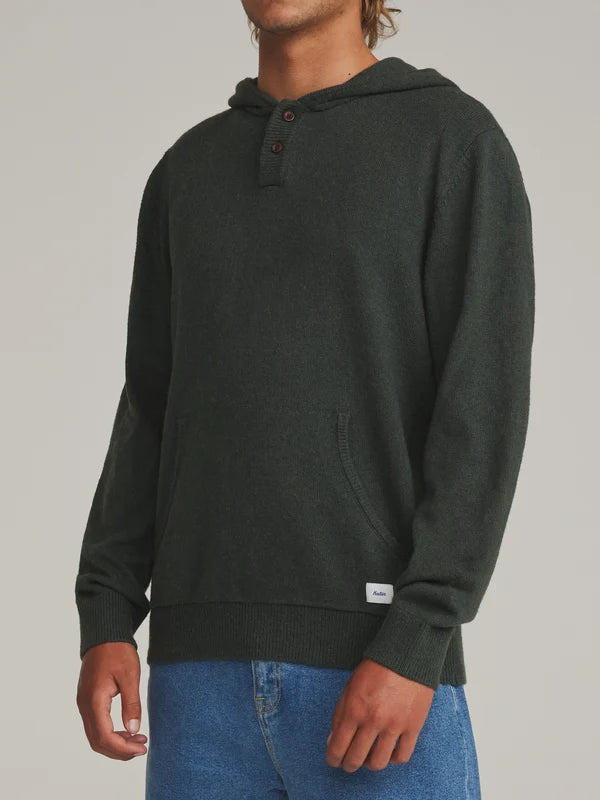Hayes Hooded Henley Sweater - Heather Green