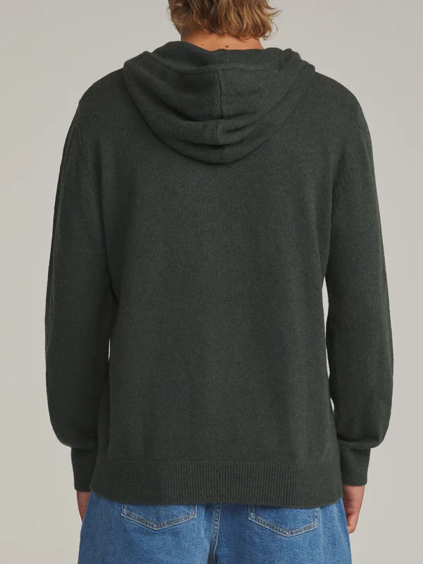 Hayes Hooded Henley Sweater - Heather Green